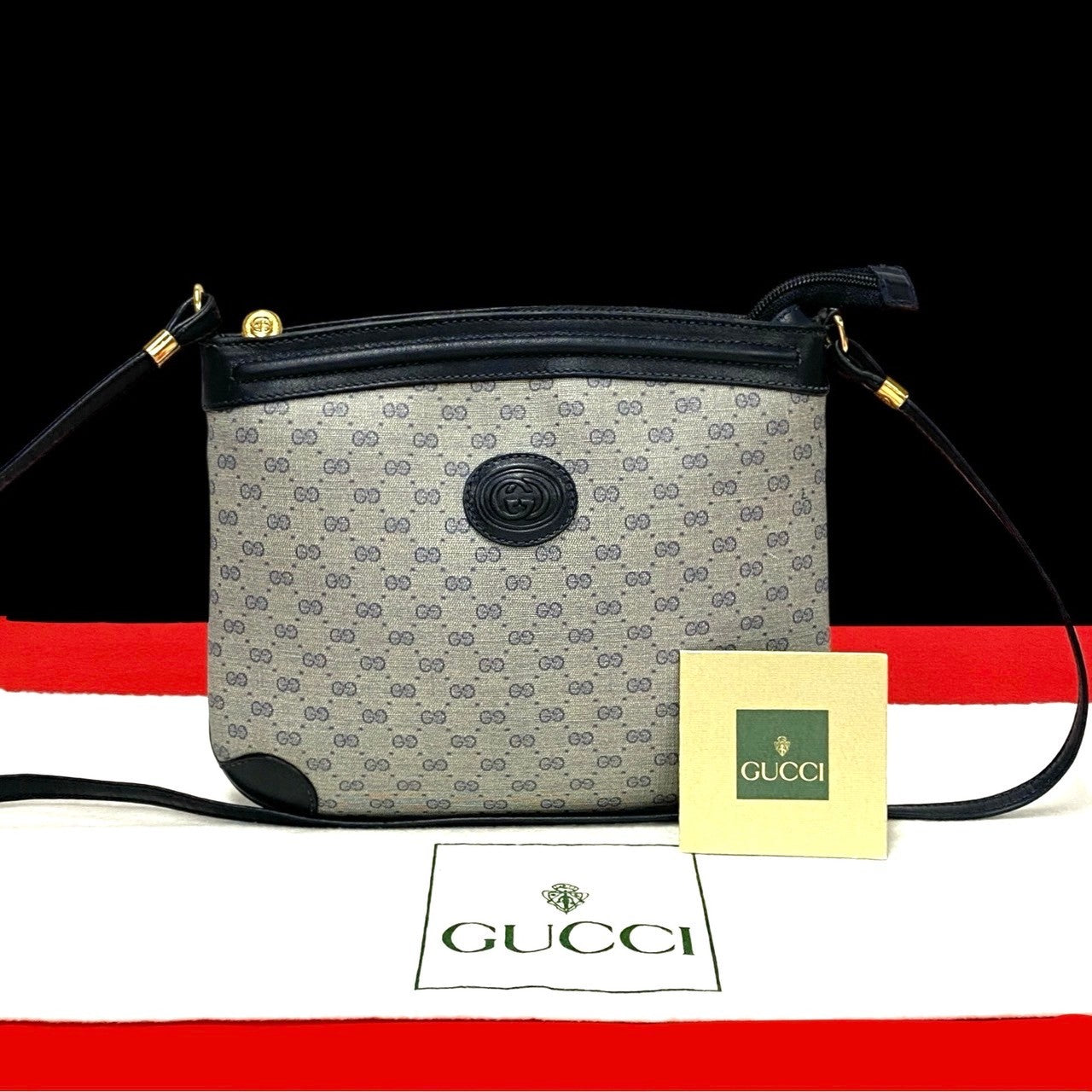 GUCCI Shoulder Bag leather Navy
