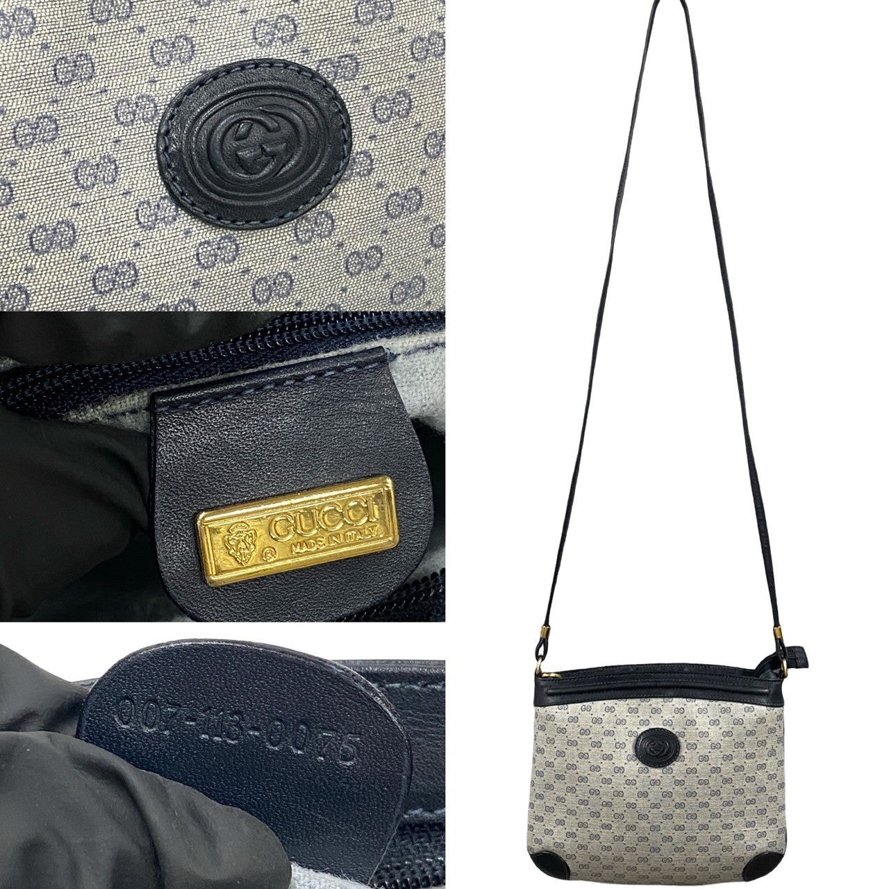 GUCCI Shoulder Bag leather Navy
