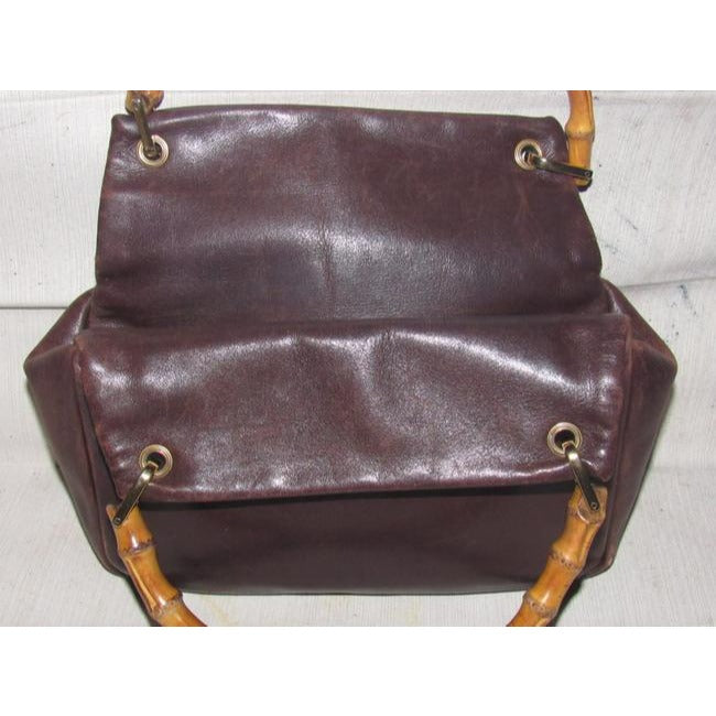 Gucci Vintage Supple Brown Leather Body And Bamboo Handles And Accents