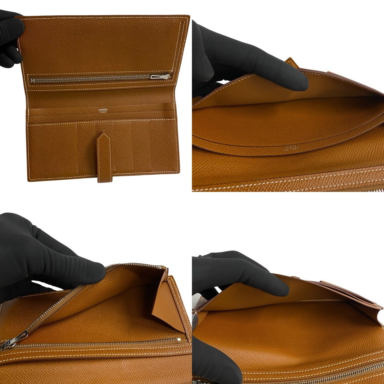 HERMES Long Wallet Purse Epsom Brown Beansufla