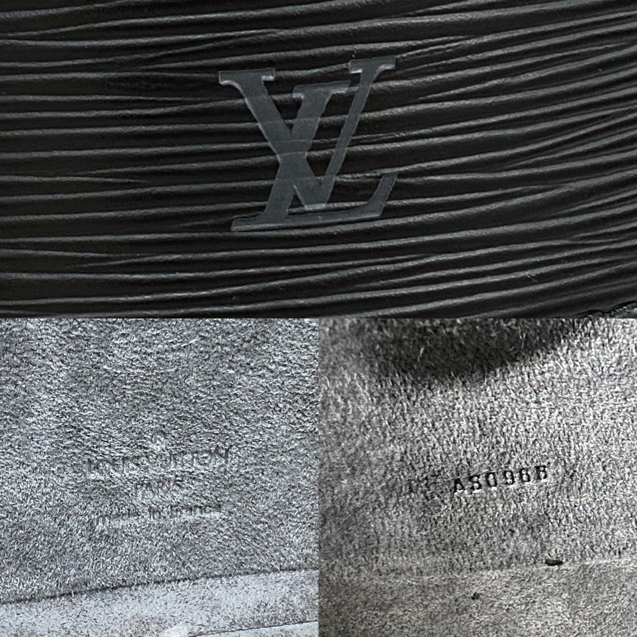 LOUIS VUITTON Handbag leather black Epi Cannes