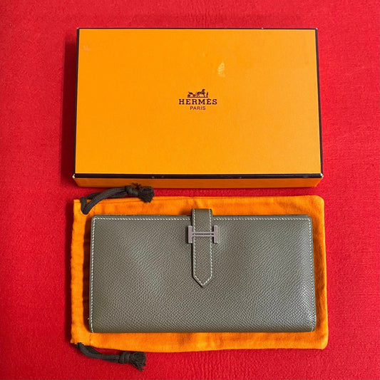 HERMES Long Wallet Purse Epsom gray Beansufla
