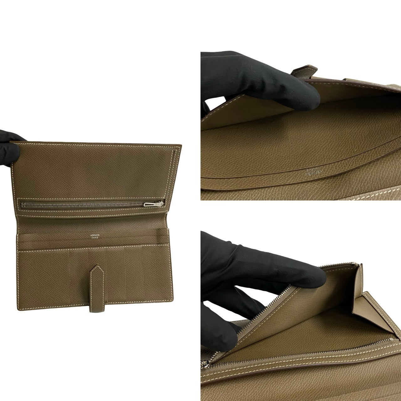 HERMES Long Wallet Purse Epsom gray Beansufla