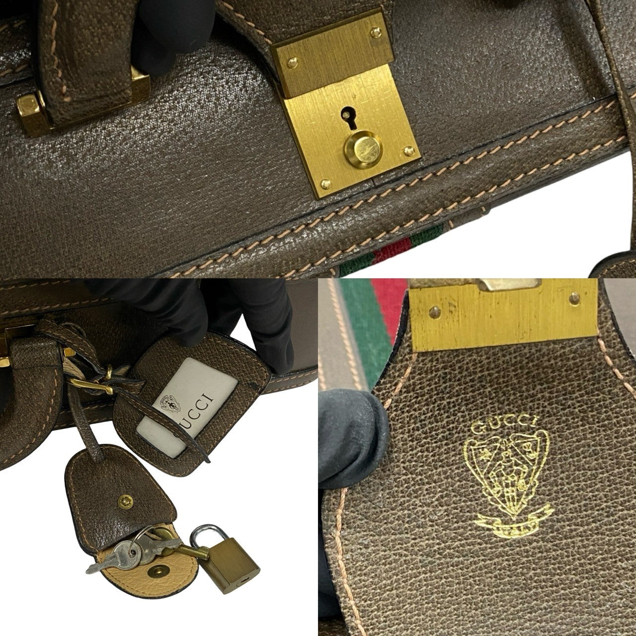 GUCCI Boston Duffel bag leather Brown Sherry line