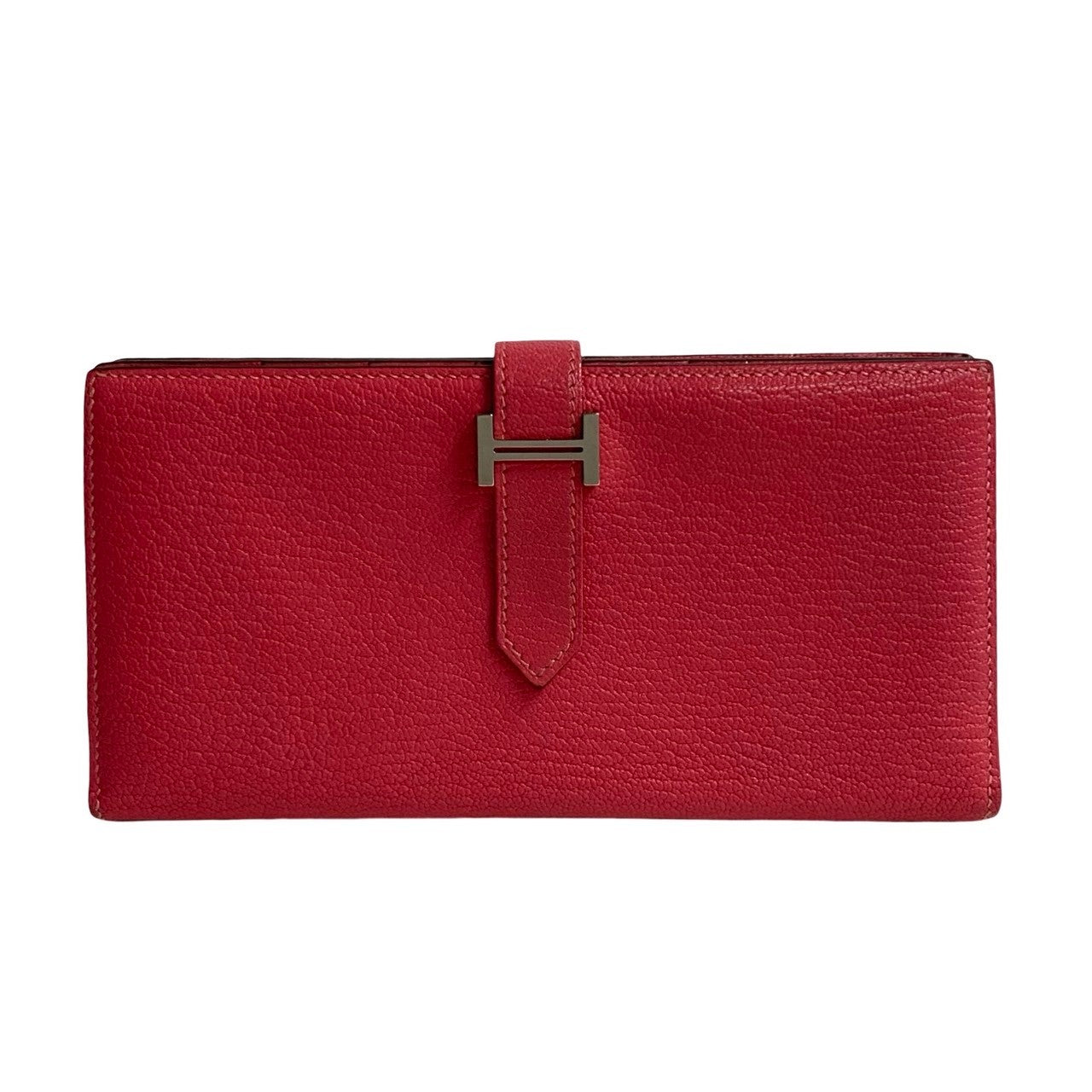 HERMES Bifold Wallet Shave pink Bane Souffle Women Used