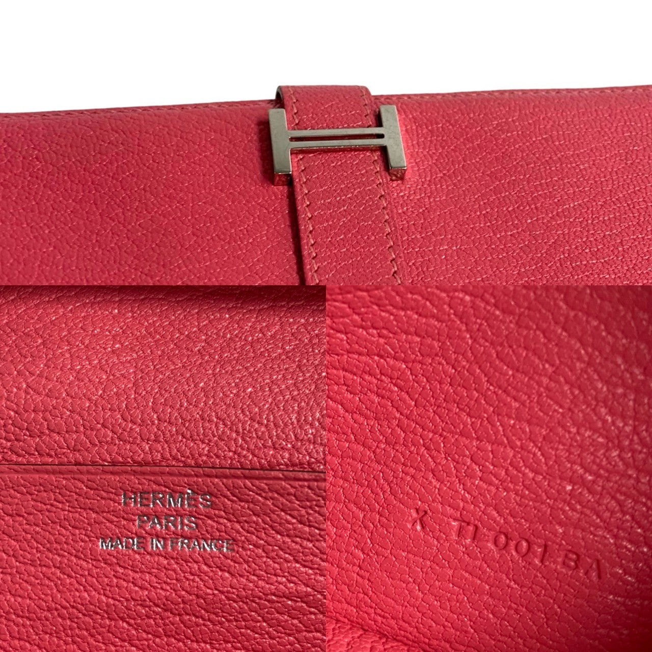 HERMES Bifold Wallet Shave pink Bane Souffle Women Used