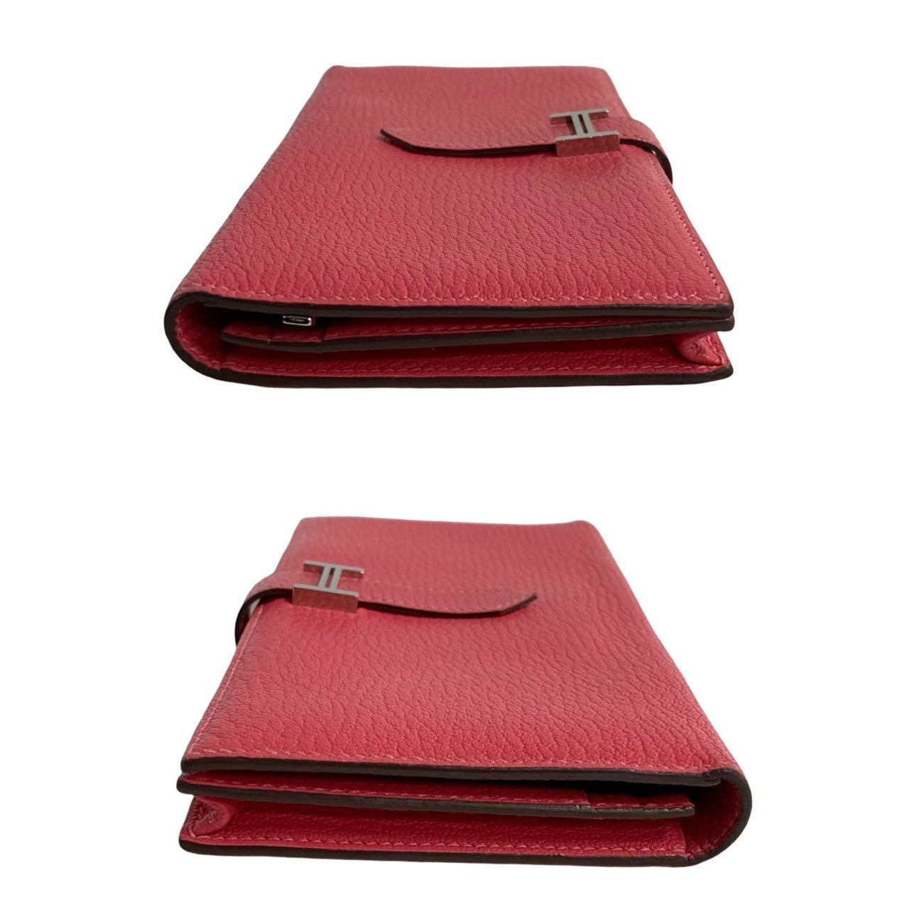 HERMES Bifold Wallet Shave pink Bane Souffle Women Used