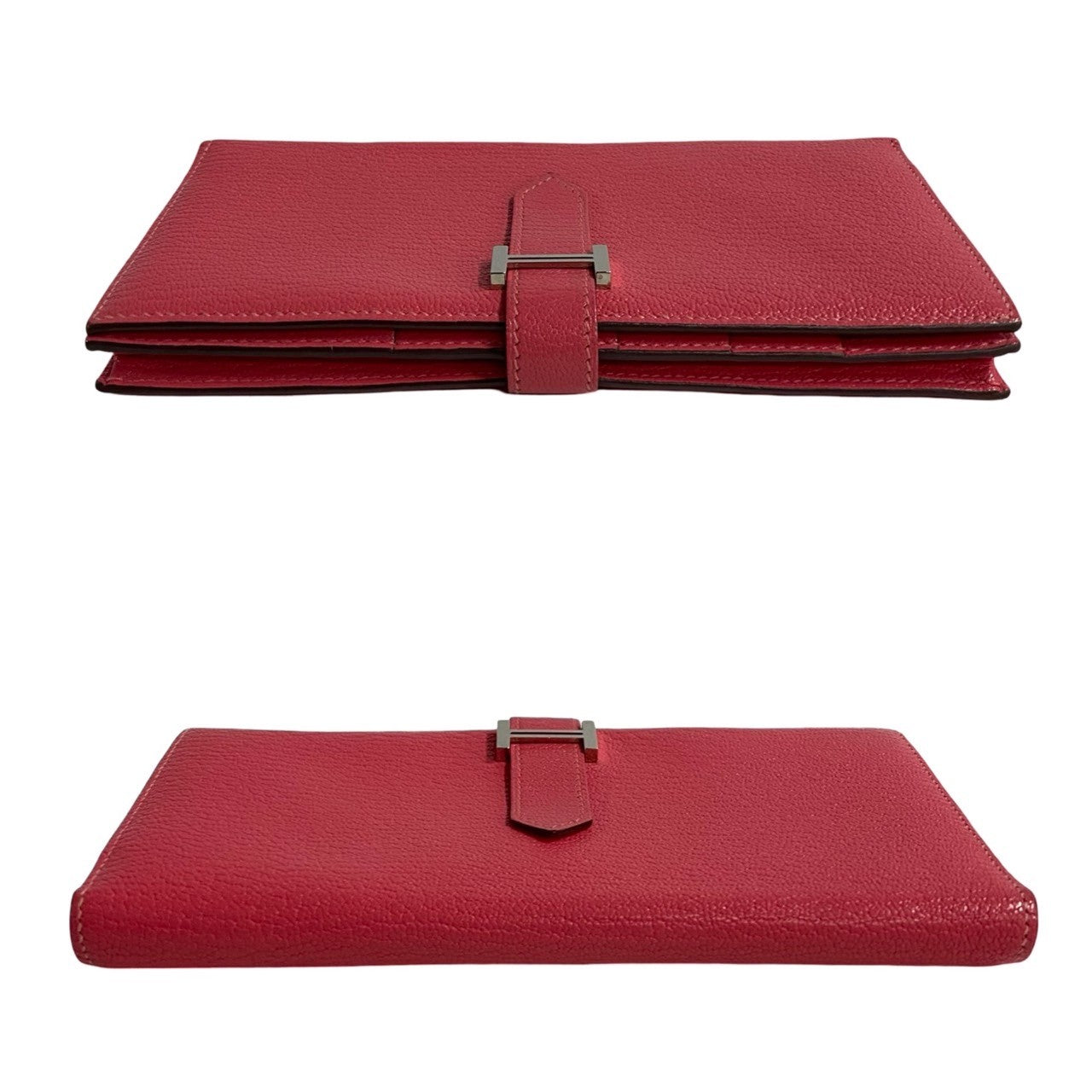 HERMES Bifold Wallet Shave pink Bane Souffle Women Used