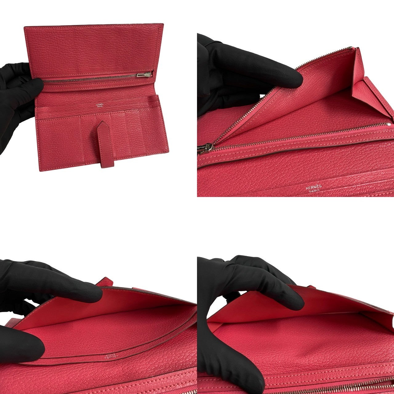 HERMES Bifold Wallet Shave pink Bane Souffle Women Used