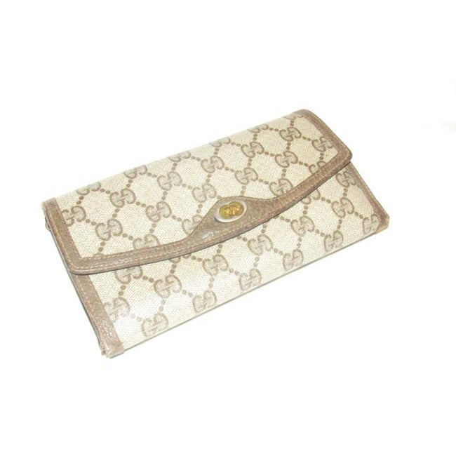 Gucci Brown Guccissima Print Xl Early Tri Fold Continental Wallet