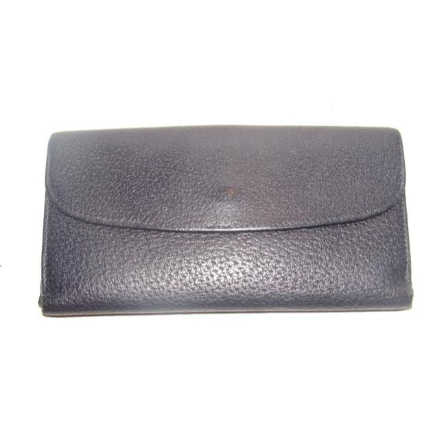 Gucci Navy Leather Exterior And Lining With Gold G Hinge Closure Vintage Wallet