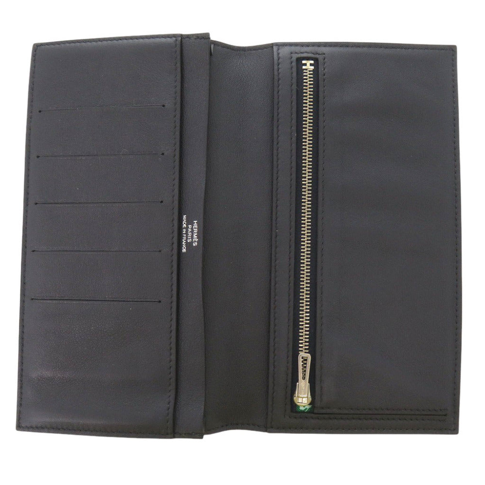 HERMES Long Wallet Purse Swift Blue indigo Citizen Twill Long