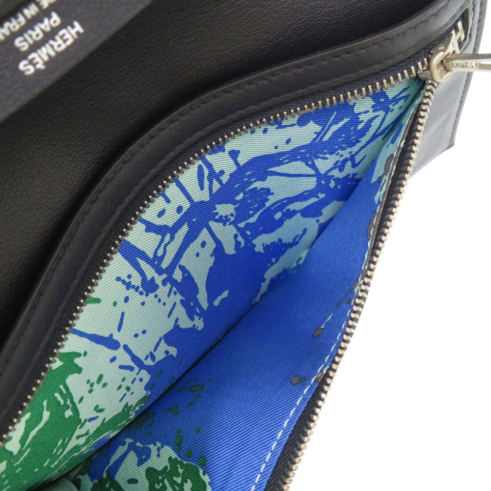 HERMES Long Wallet Purse Swift Blue indigo Citizen Twill Long