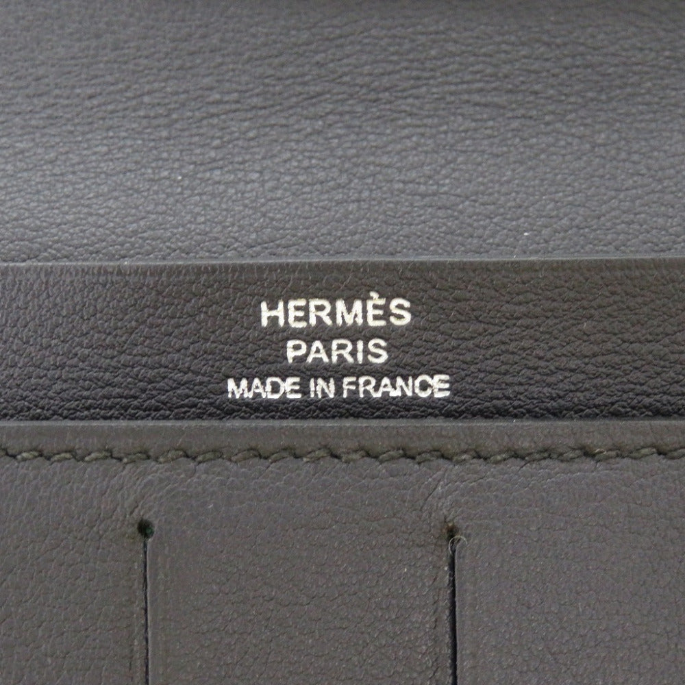 HERMES Long Wallet Purse Swift Blue indigo Citizen Twill Long