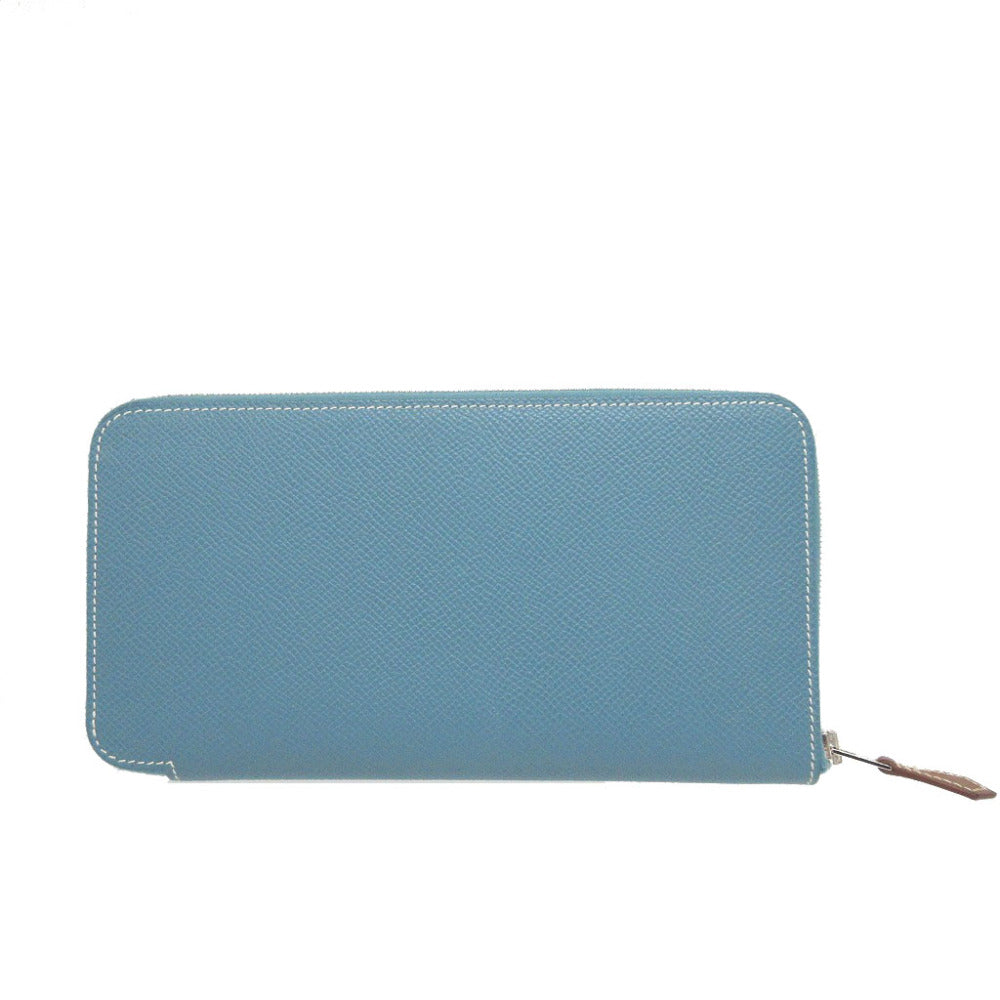 HERMES Long Wallet Purse Epsom Blue gene Zip Around Azap long silk in unisex(Unisex) Used