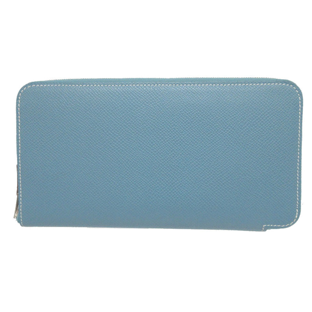 HERMES Long Wallet Purse Epsom Blue gene Zip Around Azap long silk in unisex(Unisex) Used