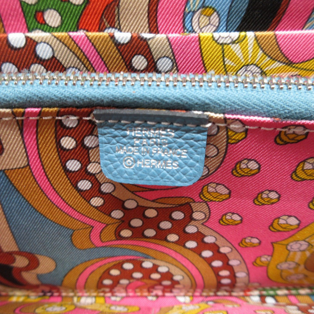 HERMES Long Wallet Purse Epsom Blue gene Zip Around Azap long silk in unisex(Unisex) Used