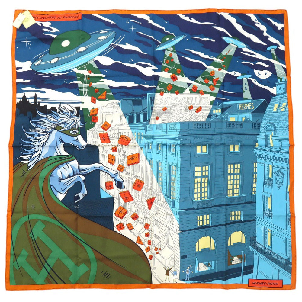 HERMES scarf silk multicolor Carre90 Space Shopping Au Faubourg