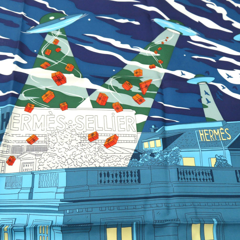 HERMES scarf silk multicolor Carre90 Space Shopping Au Faubourg