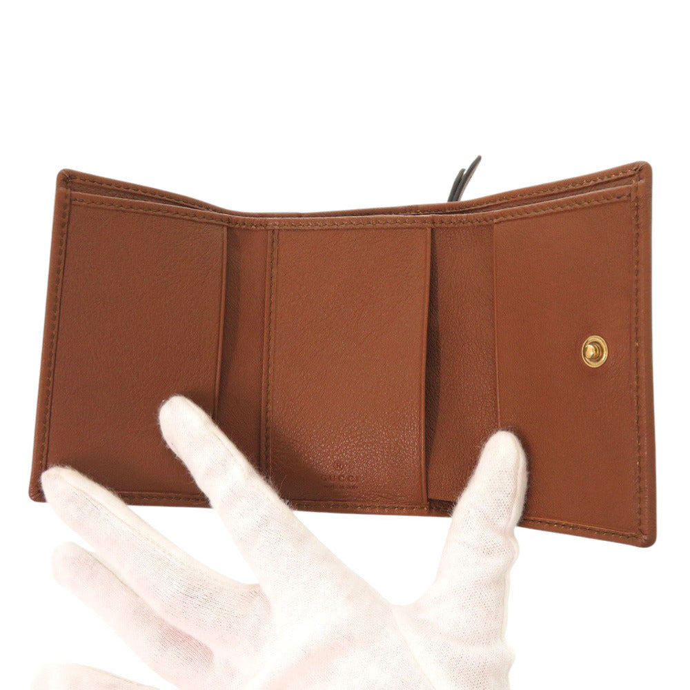 GUCCI Tri-fold wallet 658633 leather Brown Bamboo Medium Women Used
