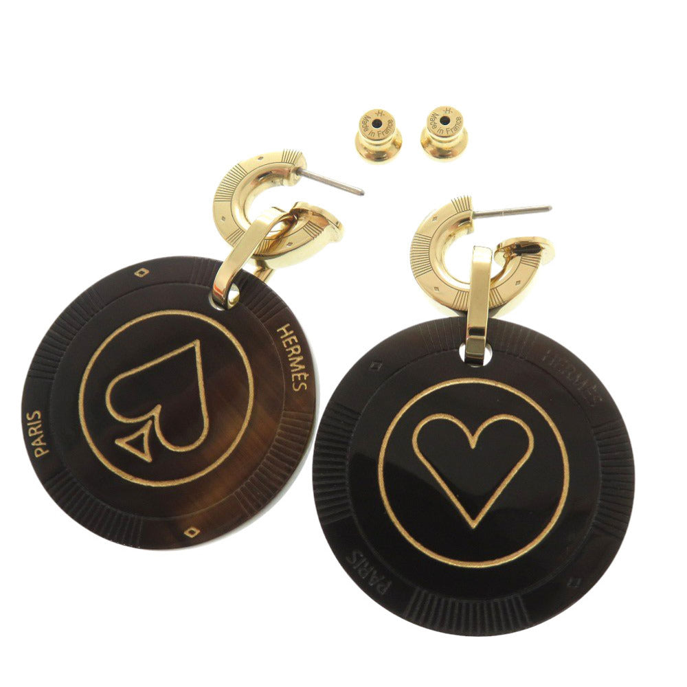 HERMES Pierce Buffalo horn Black type Fait vo jeux heart spade Women Used