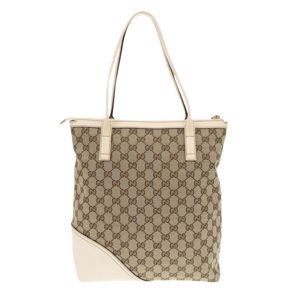 GUCCI Tote Bag GG canvas, leather beige Women Used