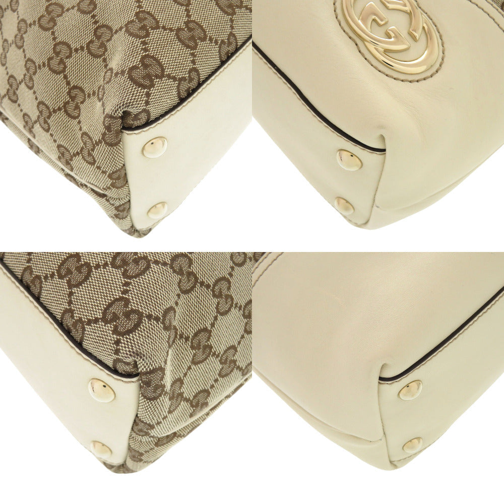 GUCCI Tote Bag GG canvas, leather beige Women Used