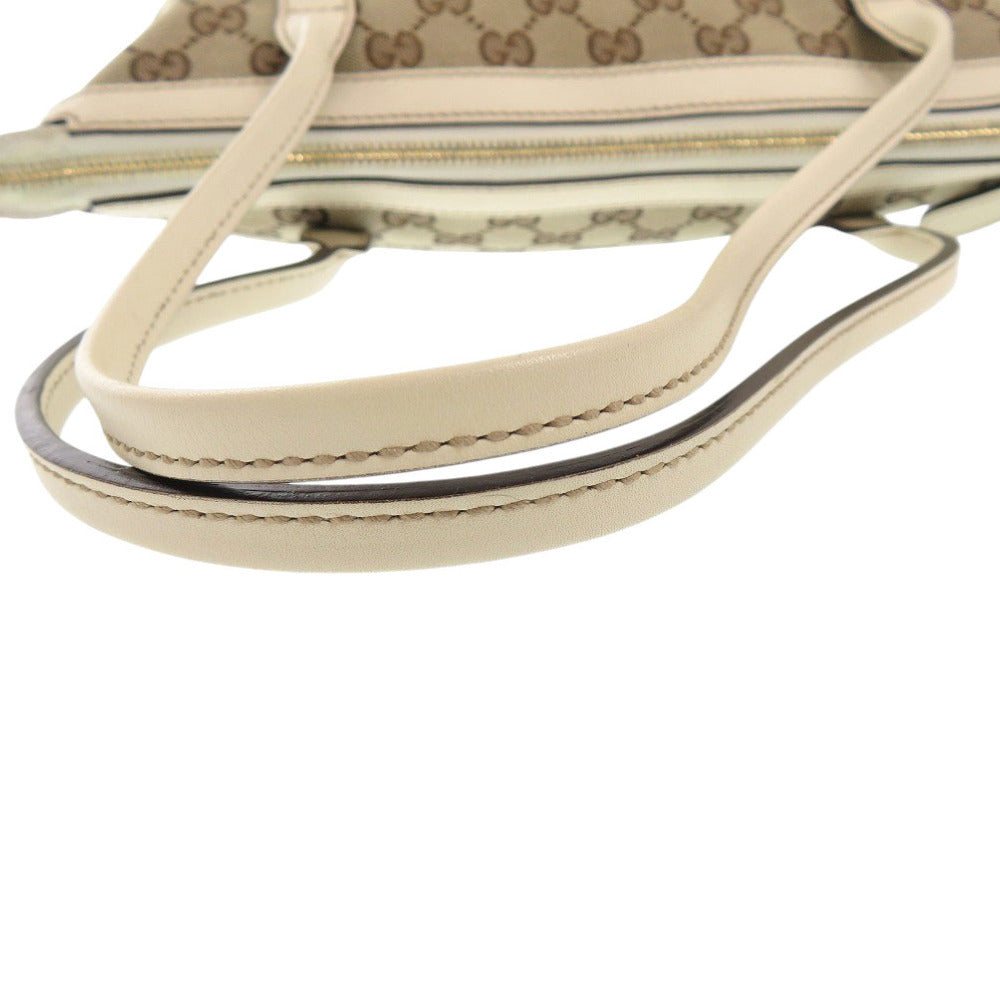 GUCCI Tote Bag GG canvas, leather beige Women Used