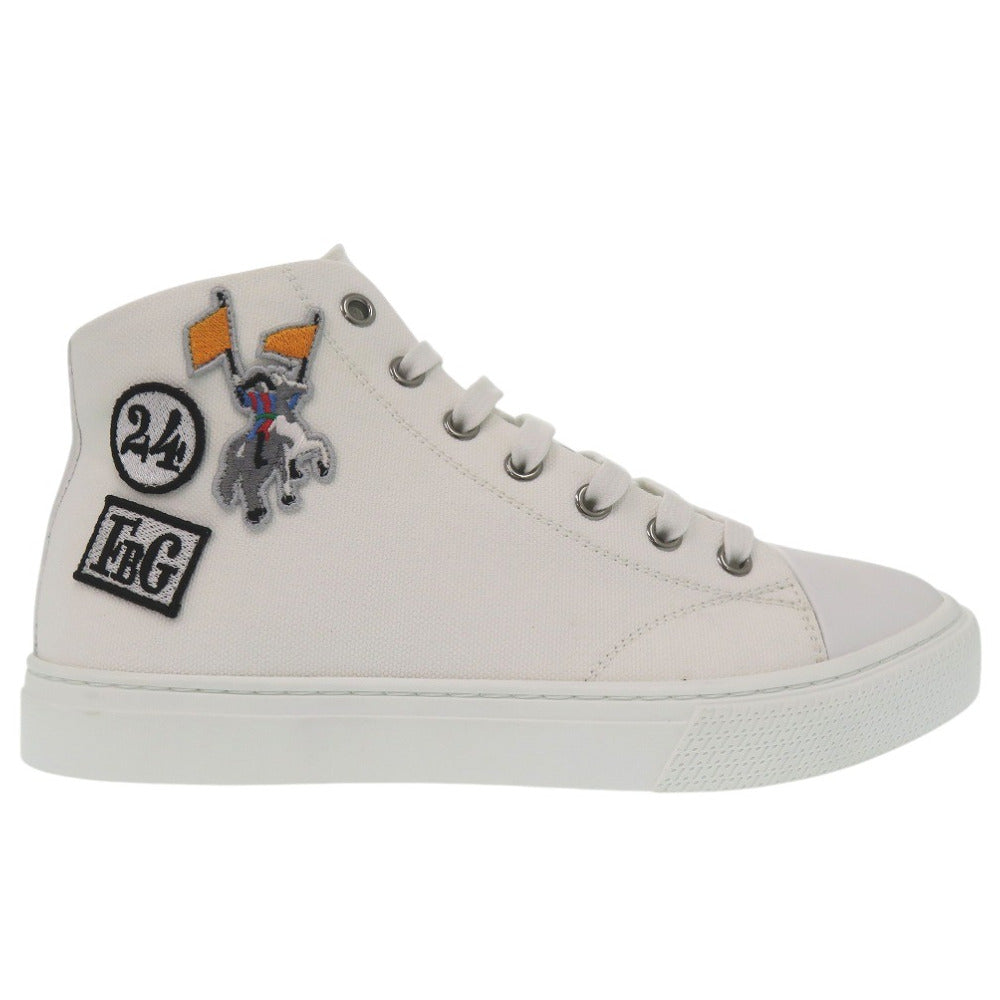 HERMES sneakers 241178Z Cotton canvas white Illico embroidered patch high top Iriko Women 37 Used