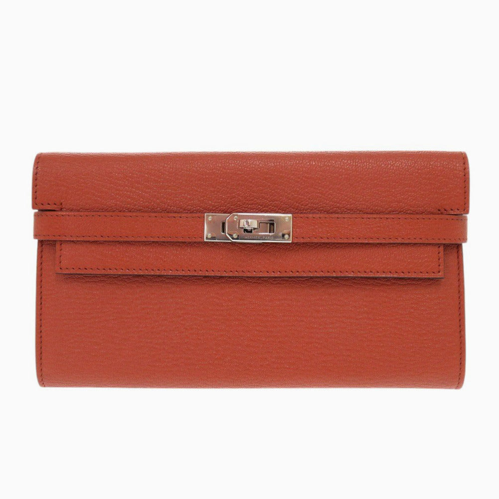 HERMES Long Wallet Purse Epsom Brick Kelly wallet Women Used