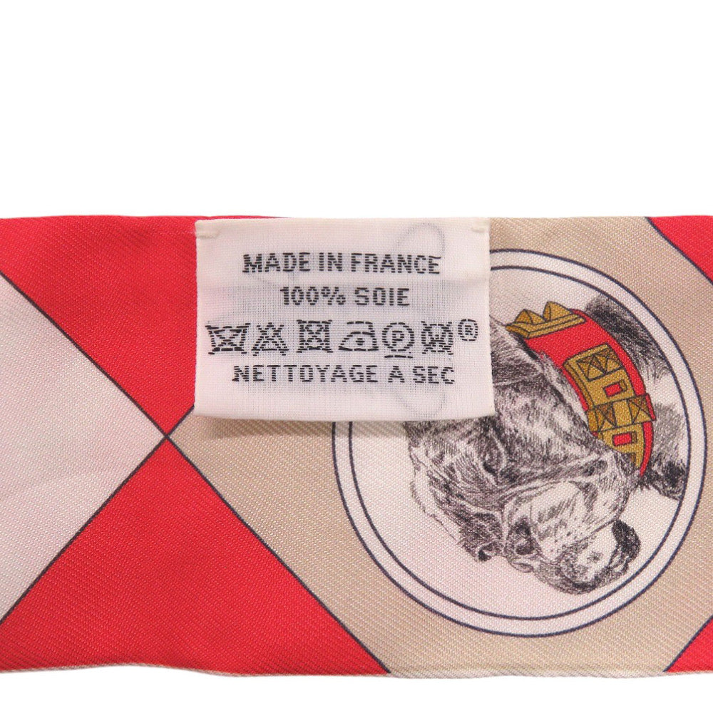 HERMES scarf silk Rouge Twilly colliers et chiens collar and dog