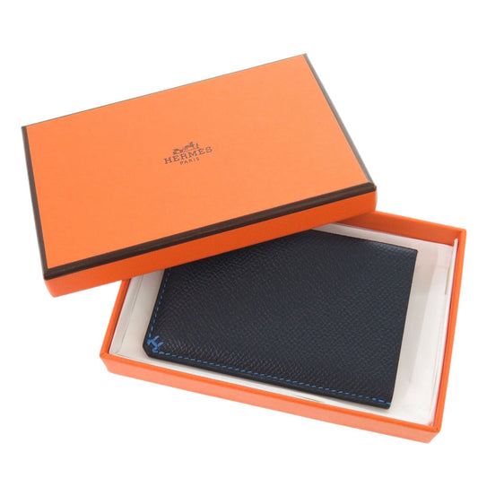 HERMES Card Case Epsom Blue indigo Hserie