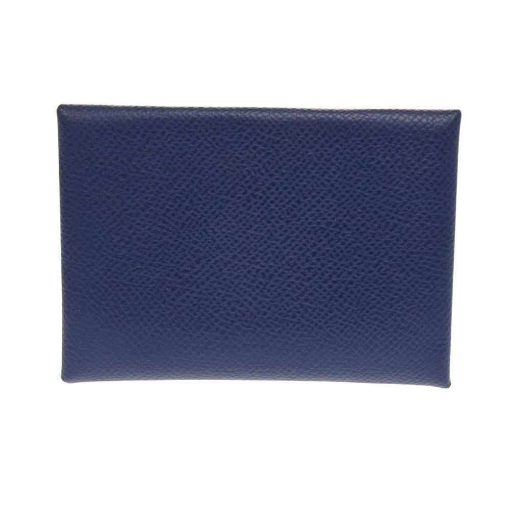 HERMES Card Case Epsom Blue Safir Calvi Duo Verso Women Used