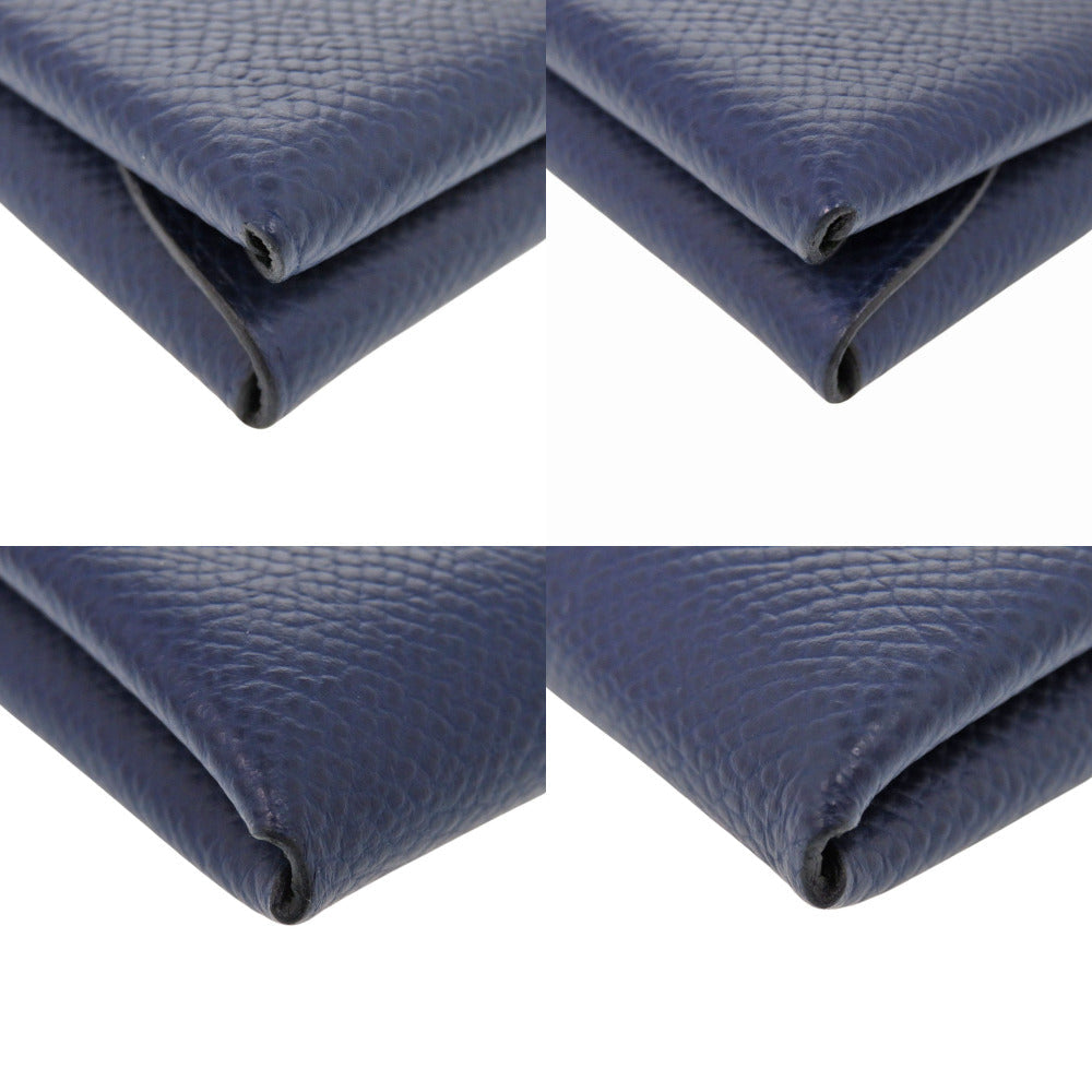 HERMES Card Case Epsom Blue Safir Calvi Duo Verso Women Used