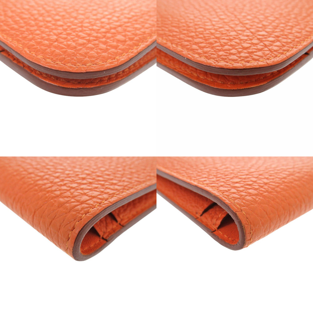 HERMES Long Wallet Purse Togo Orange Dogon Duo GM Women Used
