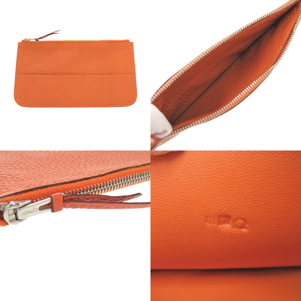 HERMES Long Wallet Purse Togo Orange Dogon Duo GM Women Used