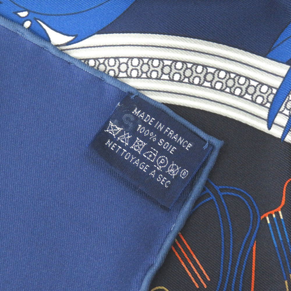 HERMES scarf silk blue Carre90 LEGENDE BRODEE A legend woven with embroidery