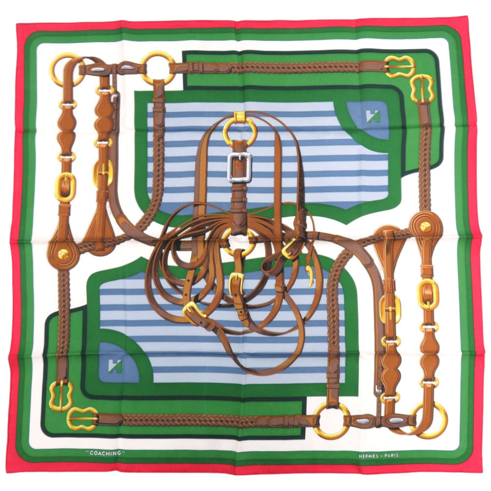 HERMES scarf H001635S 26 silk Red Carre90 Coaching