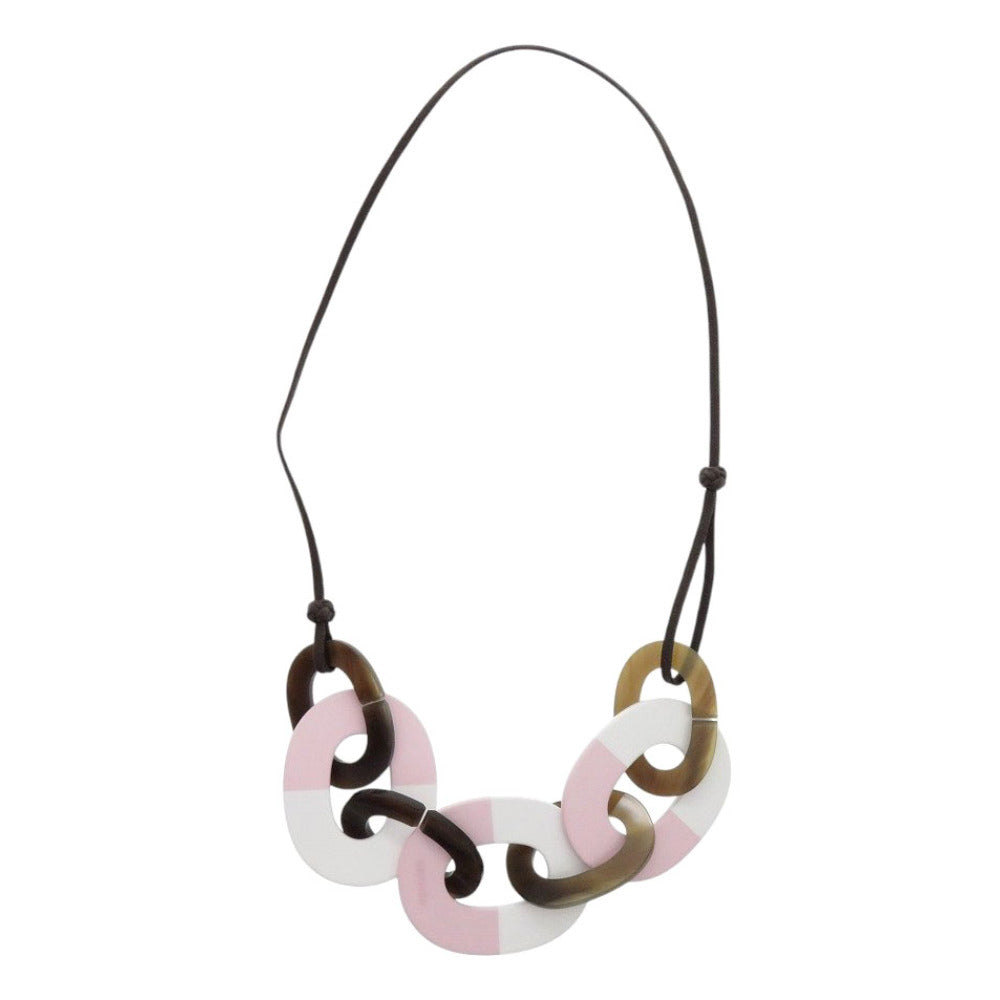 HERMES Necklace Buffalo Horn, Lacquer Brown Caramba Women Used