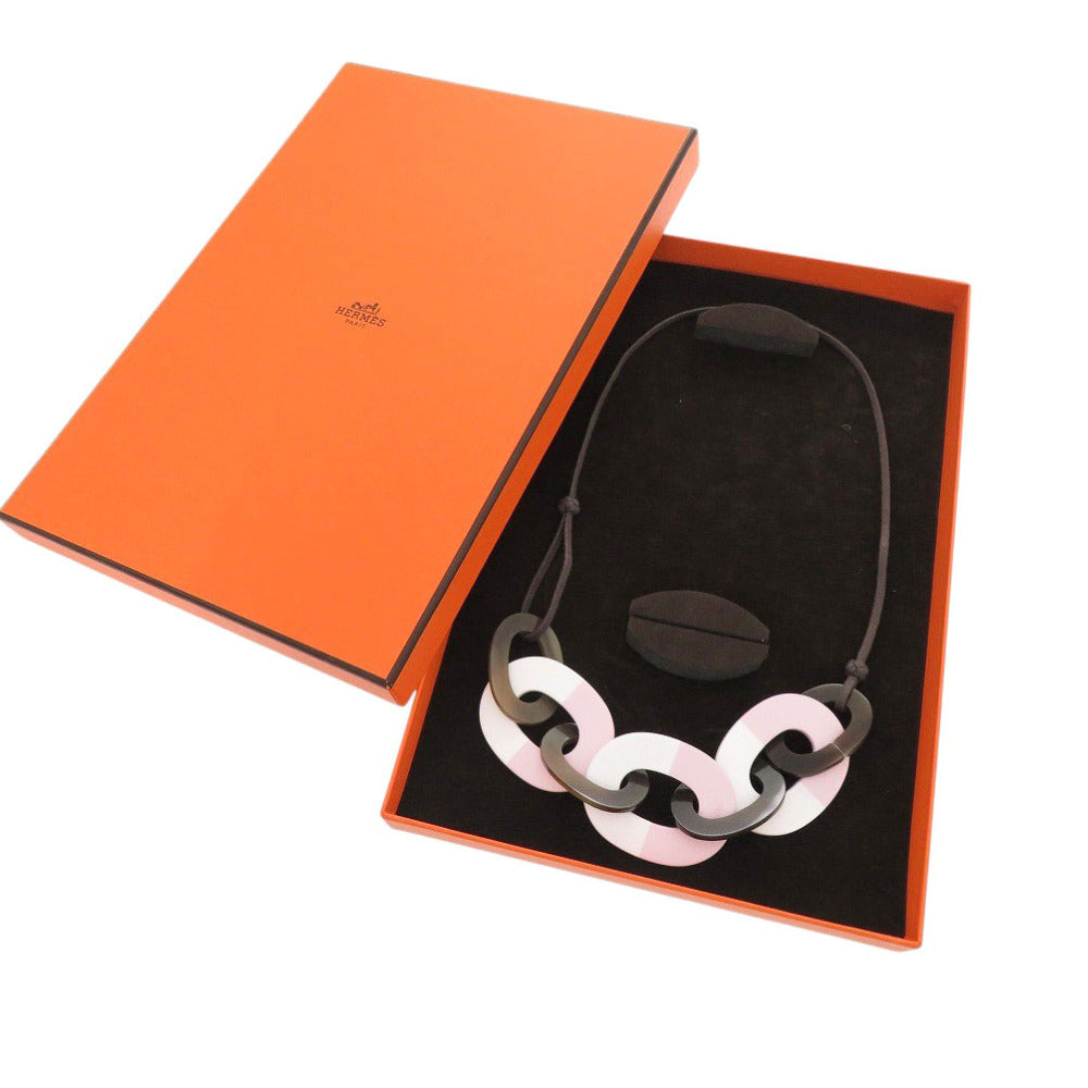 HERMES Necklace Buffalo Horn, Lacquer Brown Caramba Women Used