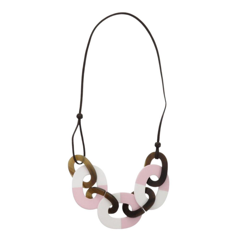 HERMES Necklace Buffalo Horn, Lacquer Brown Caramba Women Used