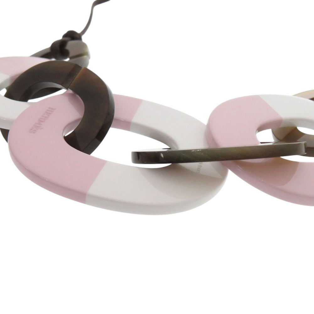 HERMES Necklace Buffalo Horn, Lacquer Brown Caramba Women Used