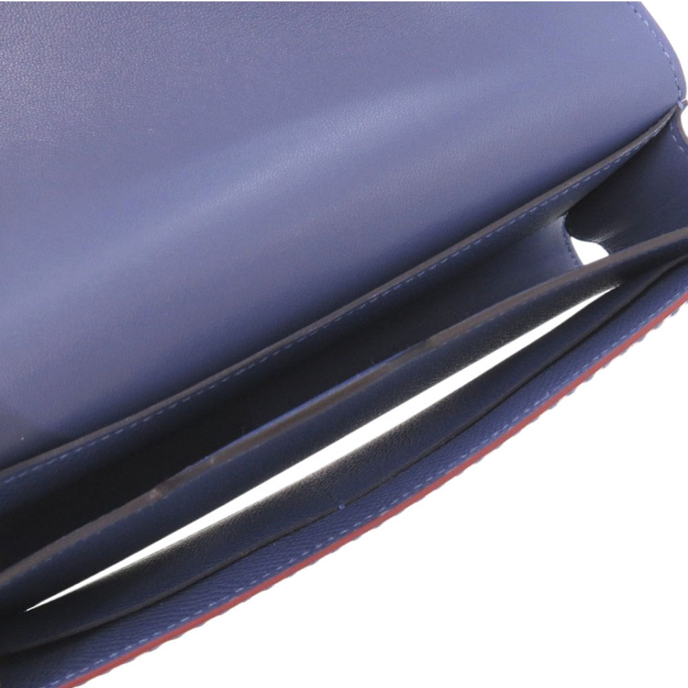 HERMES Long Wallet Purse Epsom Blue brighton Passan Long Sangle Caval Women Used