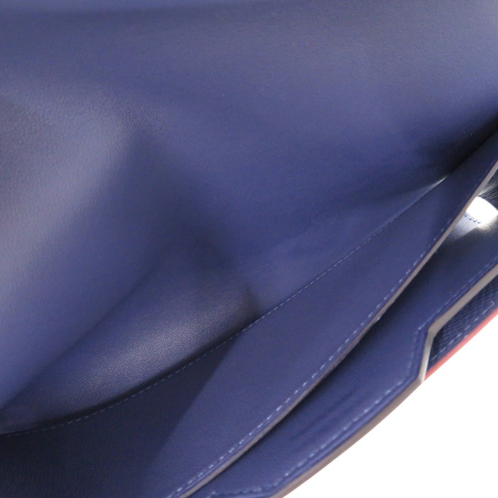 HERMES Long Wallet Purse Epsom Blue brighton Passan Long Sangle Caval Women Used
