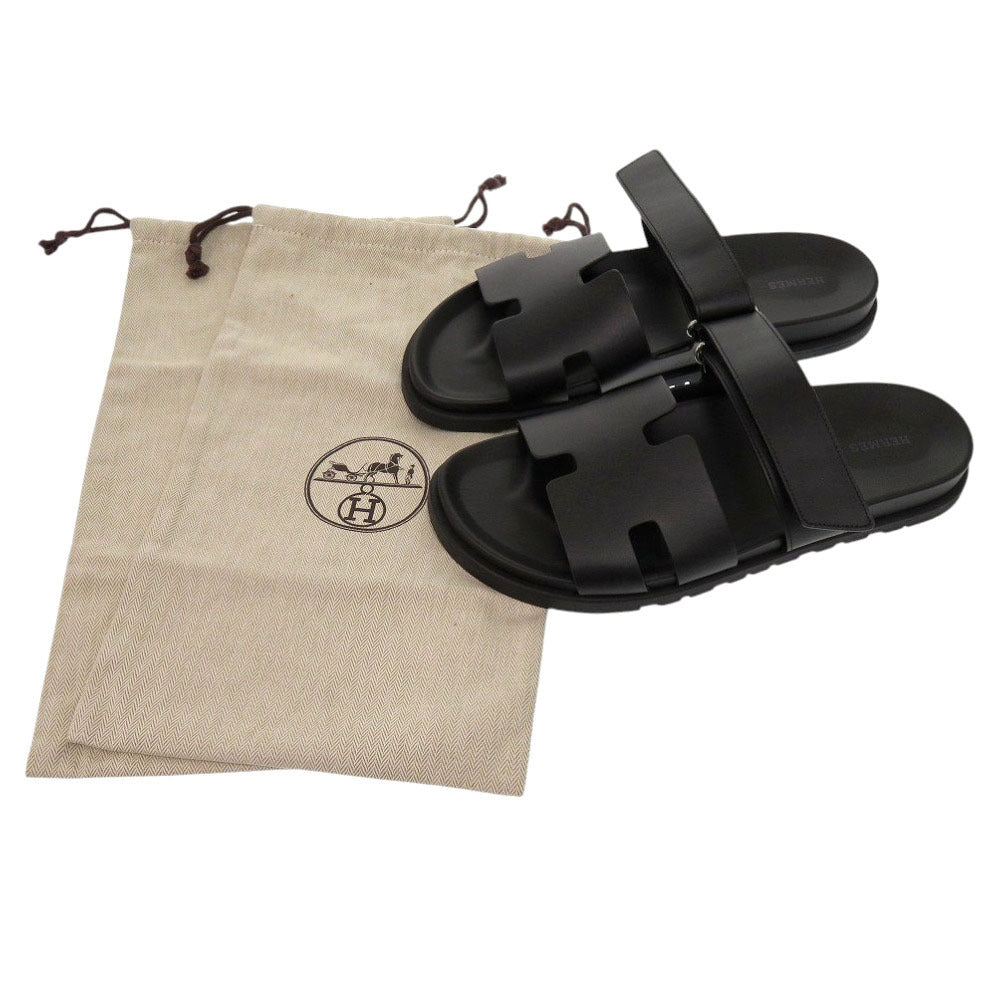 HERMES Sandals 222000ZH Calfskin, Chevre black Shipre mens 44 Used
