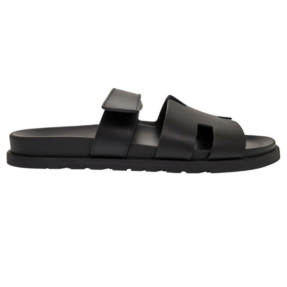 HERMES Sandals 222000ZH Calfskin, Chevre black Shipre mens 44 Used
