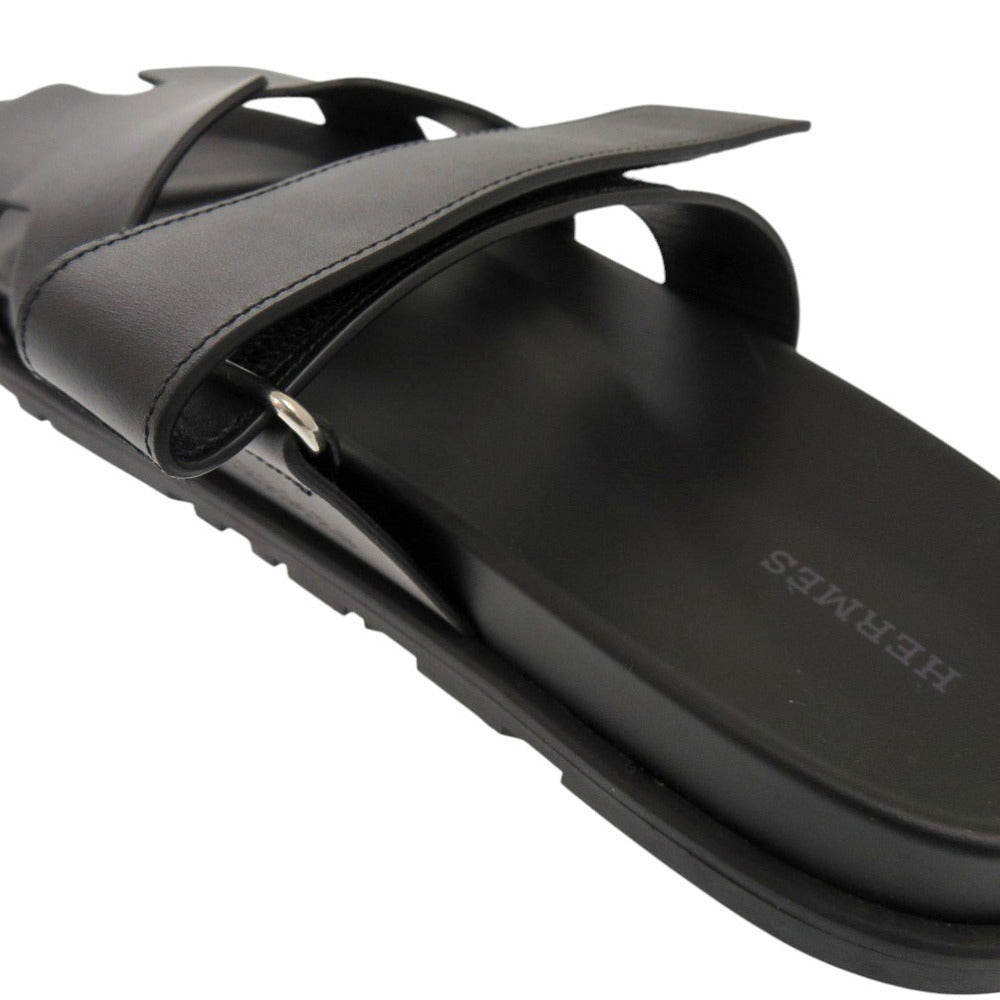 HERMES Sandals 222000ZH Calfskin, Chevre black Shipre mens 44 Used