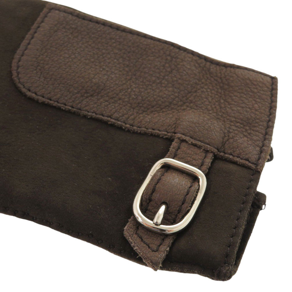 HERMES gloves lambskin Dark brown 7 1/2