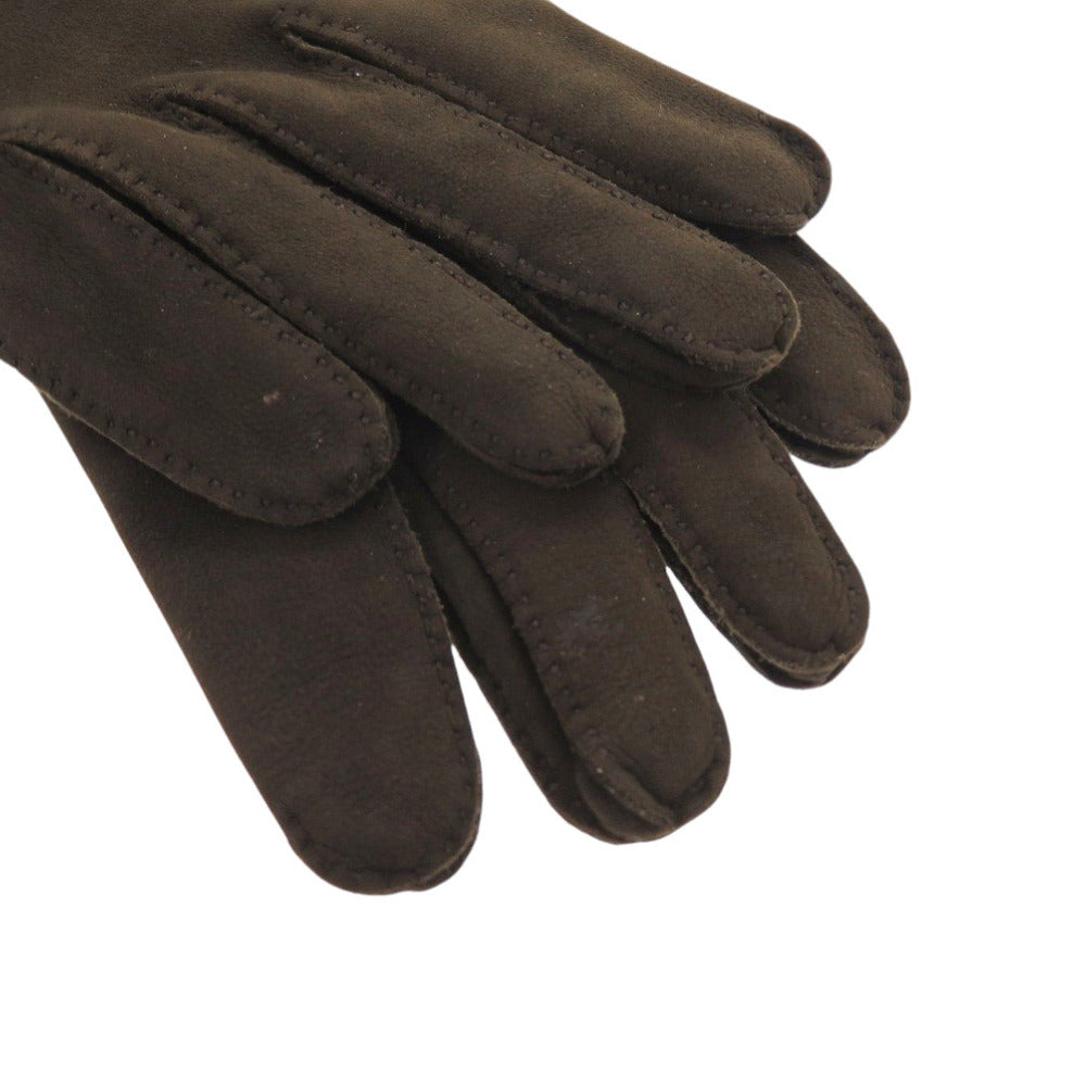 HERMES gloves lambskin Dark brown 7 1/2