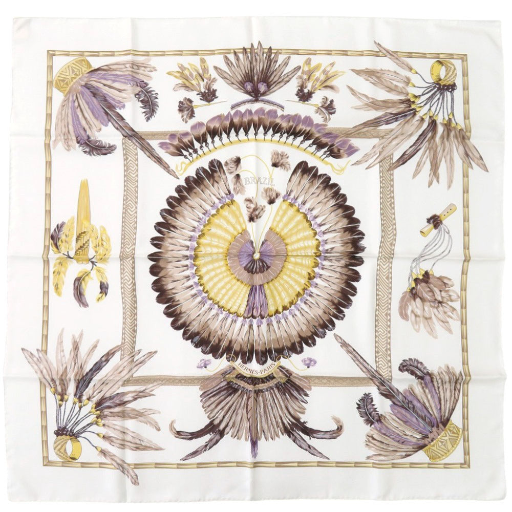 HERMES scarf silk white Carre90 BRAZIL Brazil